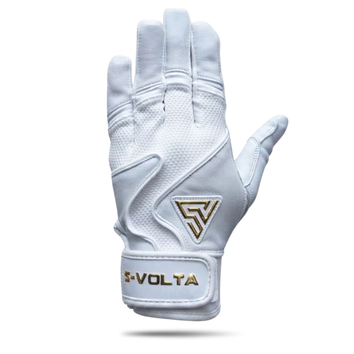 S-VOLTA Premium Cabretta Leather Batting Gloves – White / Gold