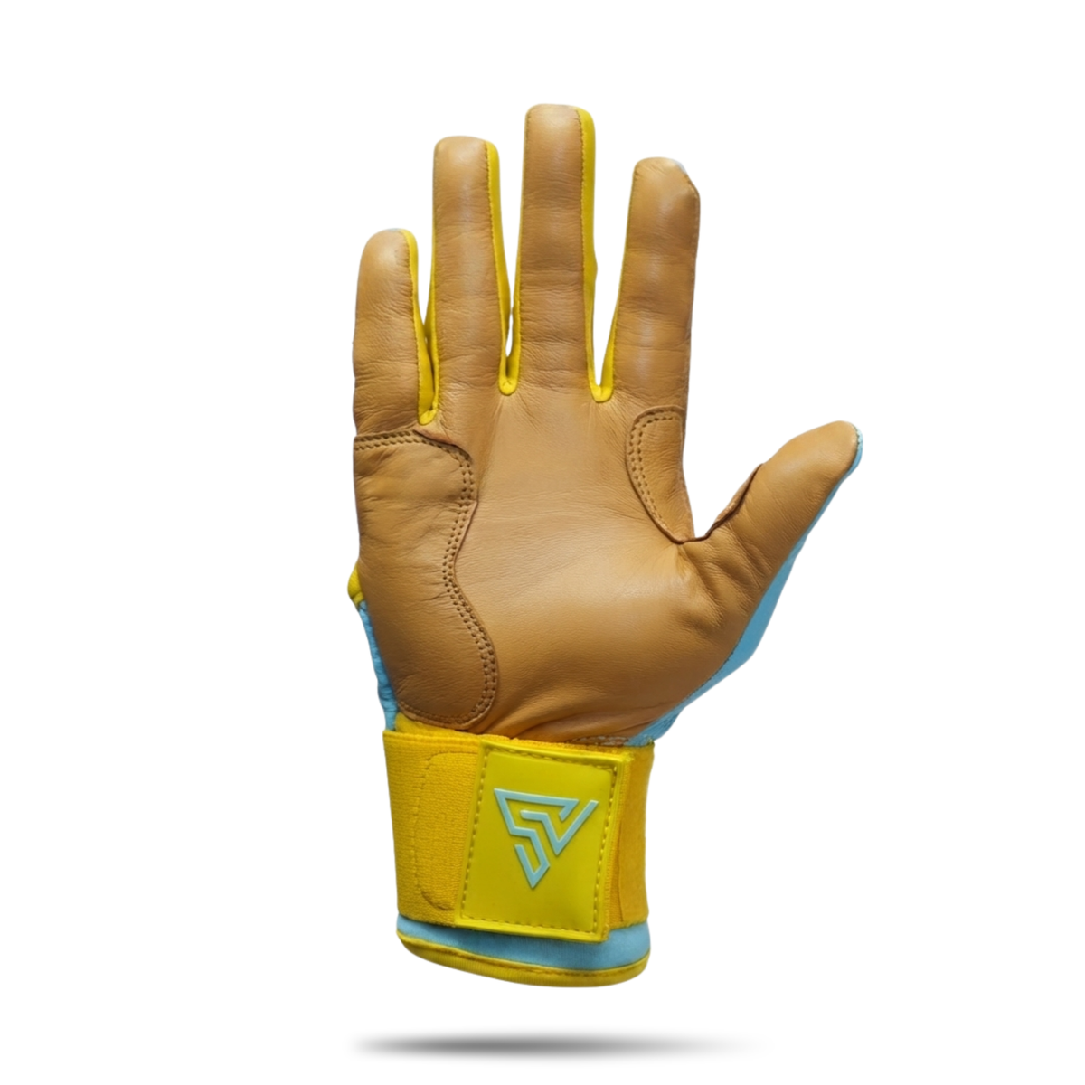 S-VOLTA Premium Wrist Lock Batting Gloves – Sky Blue / Yellow