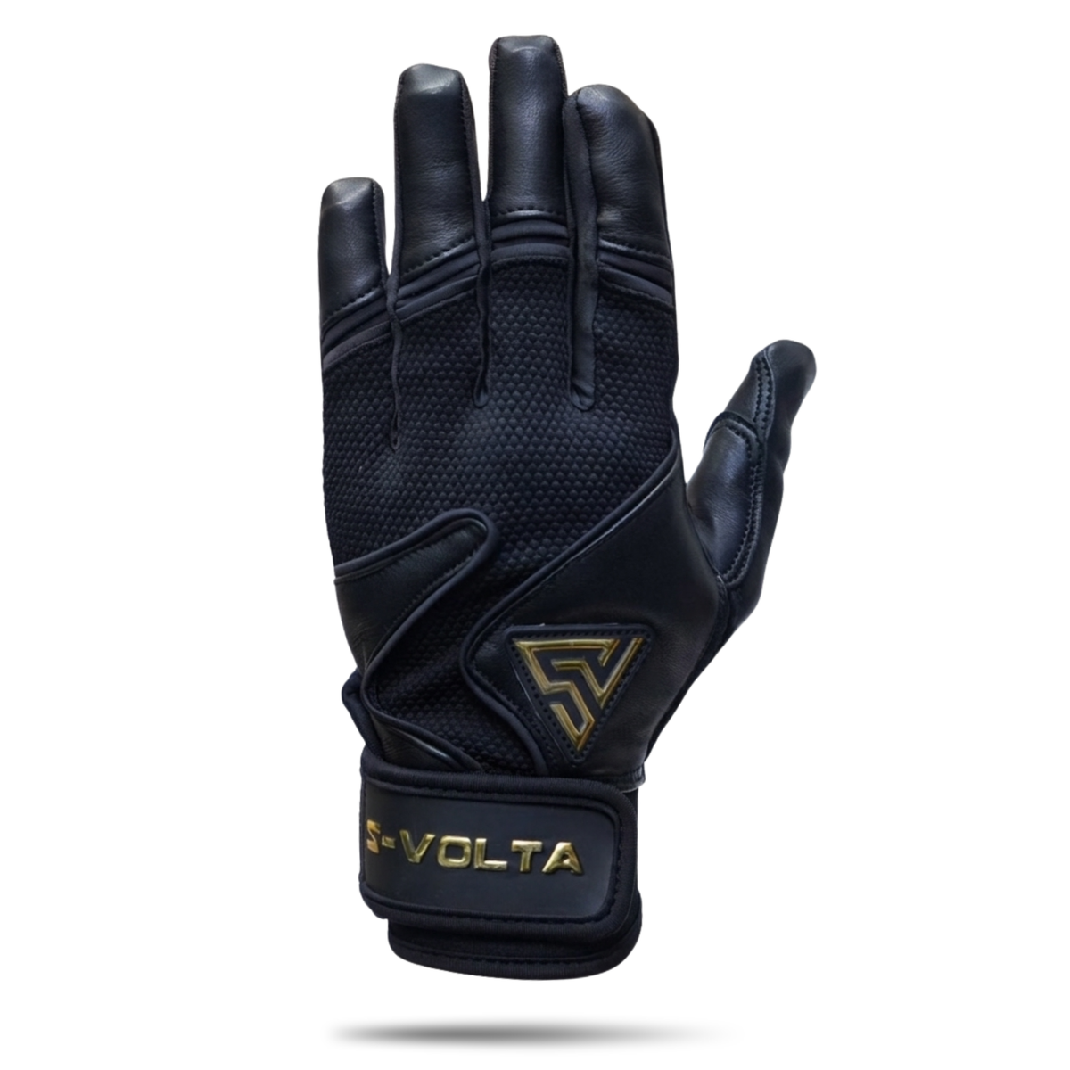 S-VOLTA Premium Cabretta Leather Batting Gloves – Black / Gold