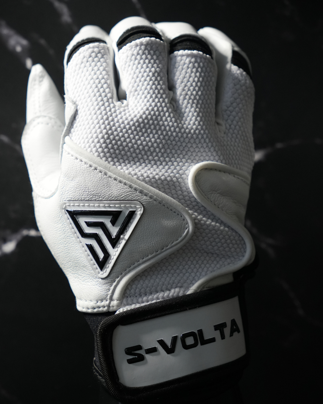 S-VOLTA Cabretta Leather Batting Gloves | White / Black