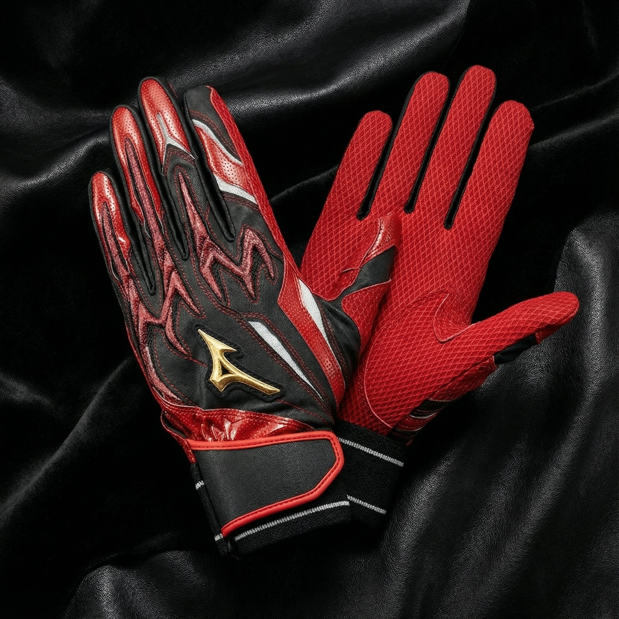 【Mizuno/MizunoPro】Silicon Power Arc DI Grip Batting Gloves – Washable Sheepskin Palm, Dual-Tension Wrist Strap (25AW Limited / Both Hands), 1EJEA555