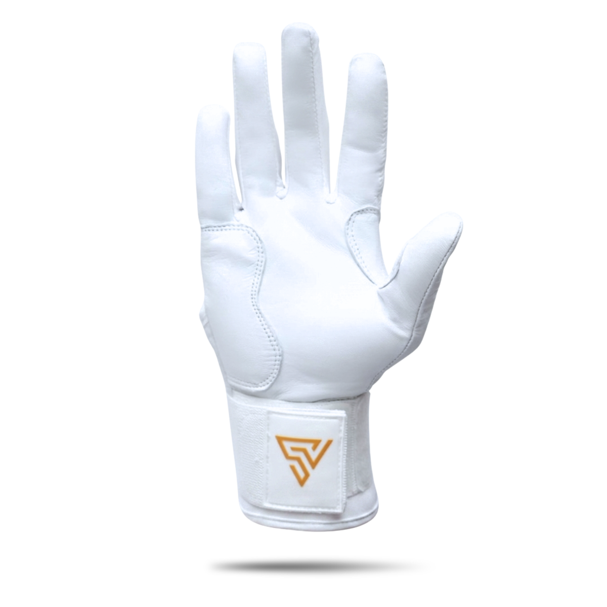S-VOLTA Premium Wrist Lock Batting Gloves – White / Gold