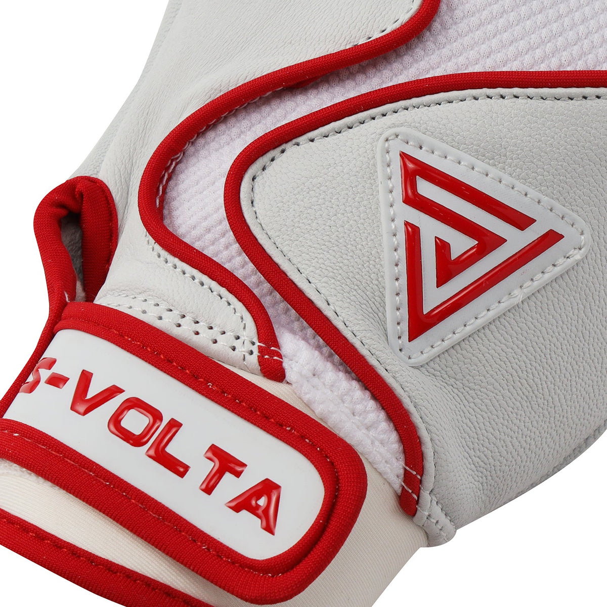 S-VOLTA Premium Cabretta Leather Batting Gloves – White / Red
