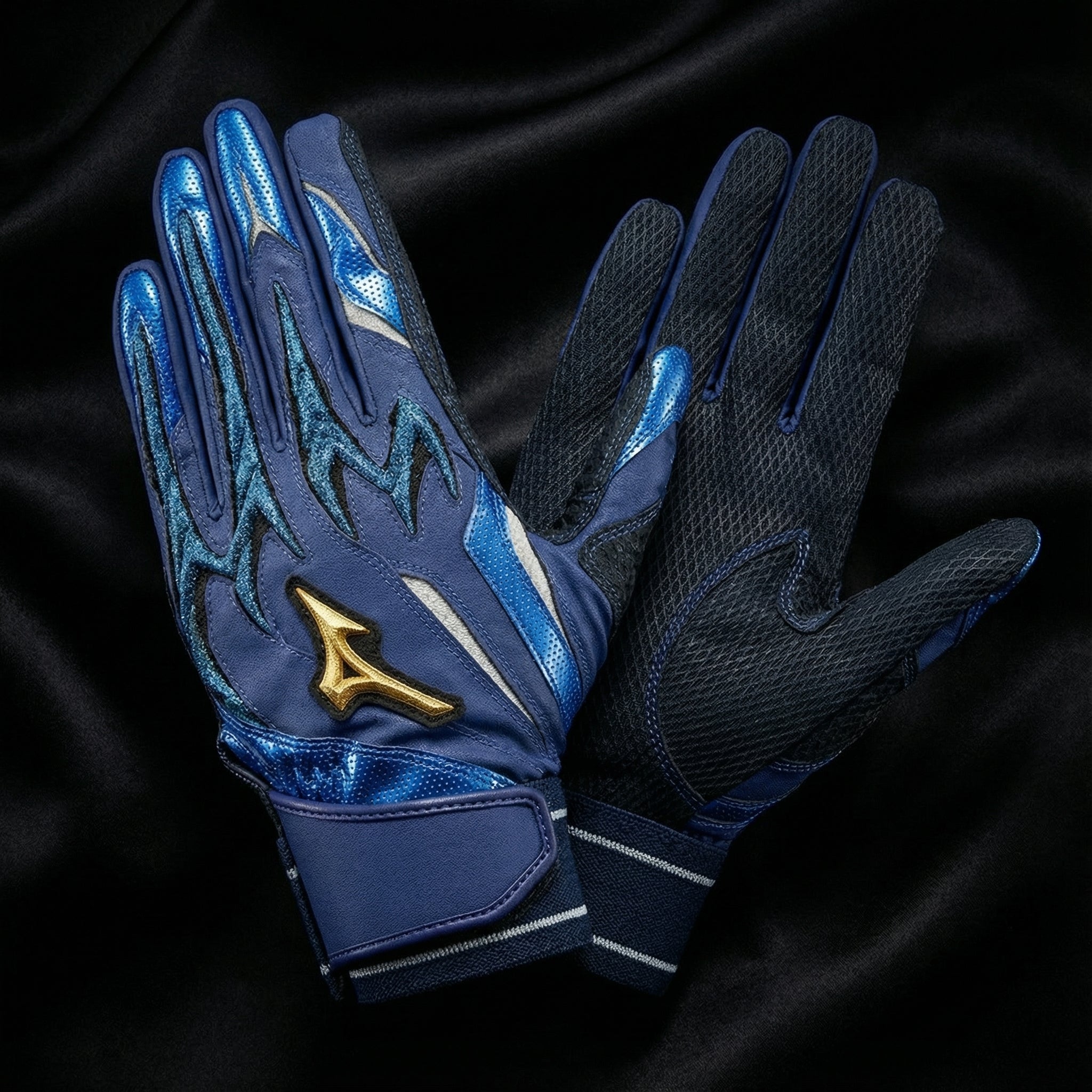 【Mizuno/MizunoPro】Silicon Power Arc DI Grip Batting Gloves – Washable Sheepskin Palm, Dual-Tension Wrist Strap (25AW Limited / Both Hands), 1EJEA555