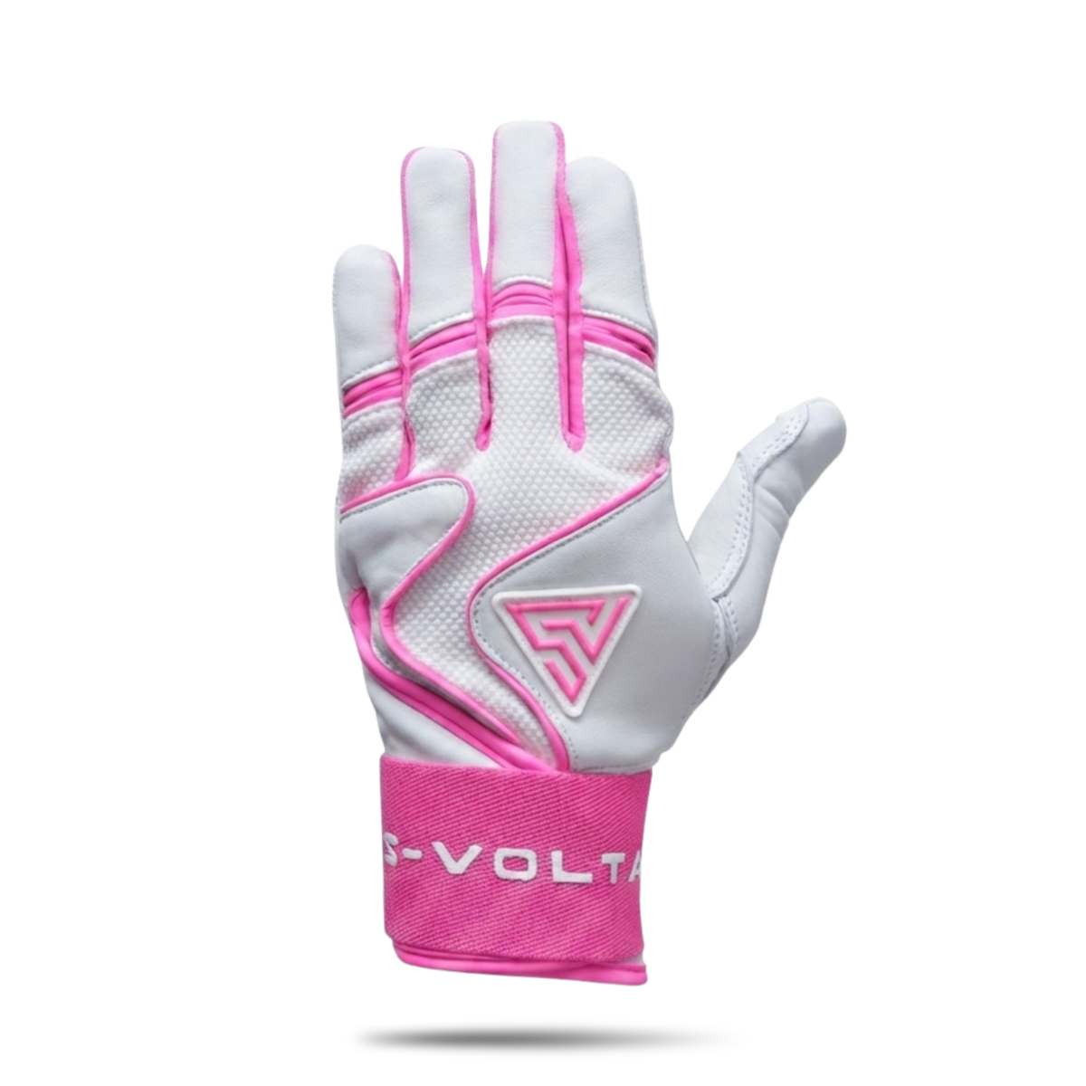 S-VOLTA Premium Wrist Lock Batting Gloves – White / Pink