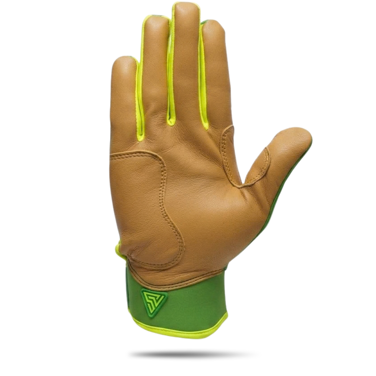 S-VOLTA Premium Cabretta Leather Batting Gloves – Green / Neon Yellow