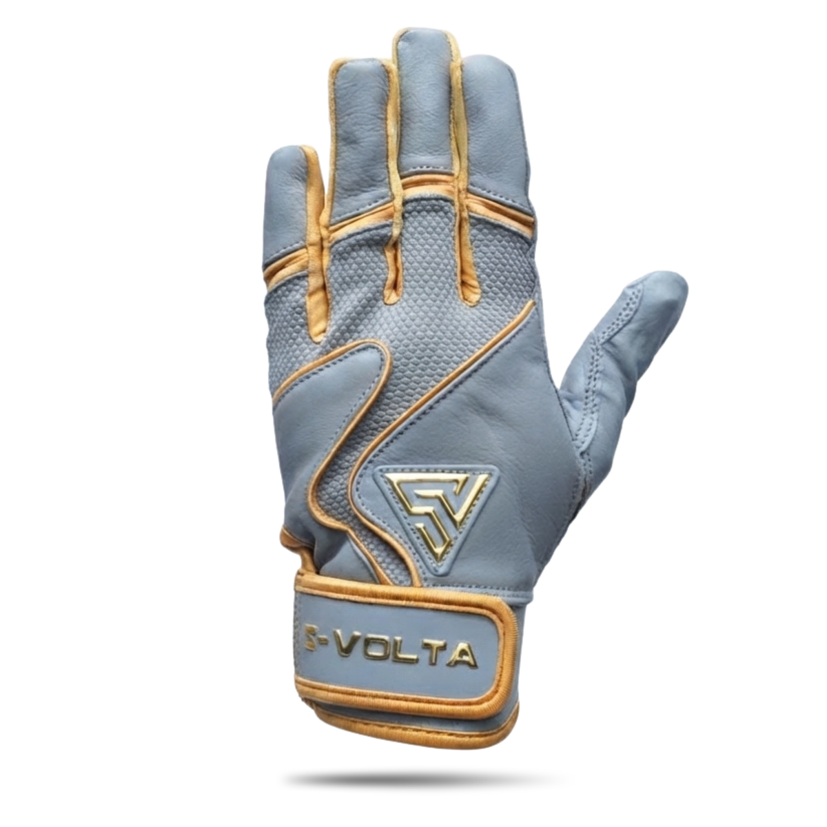 S-VOLTA Premium Cabretta Leather Batting Gloves – Light Gray / Gold
