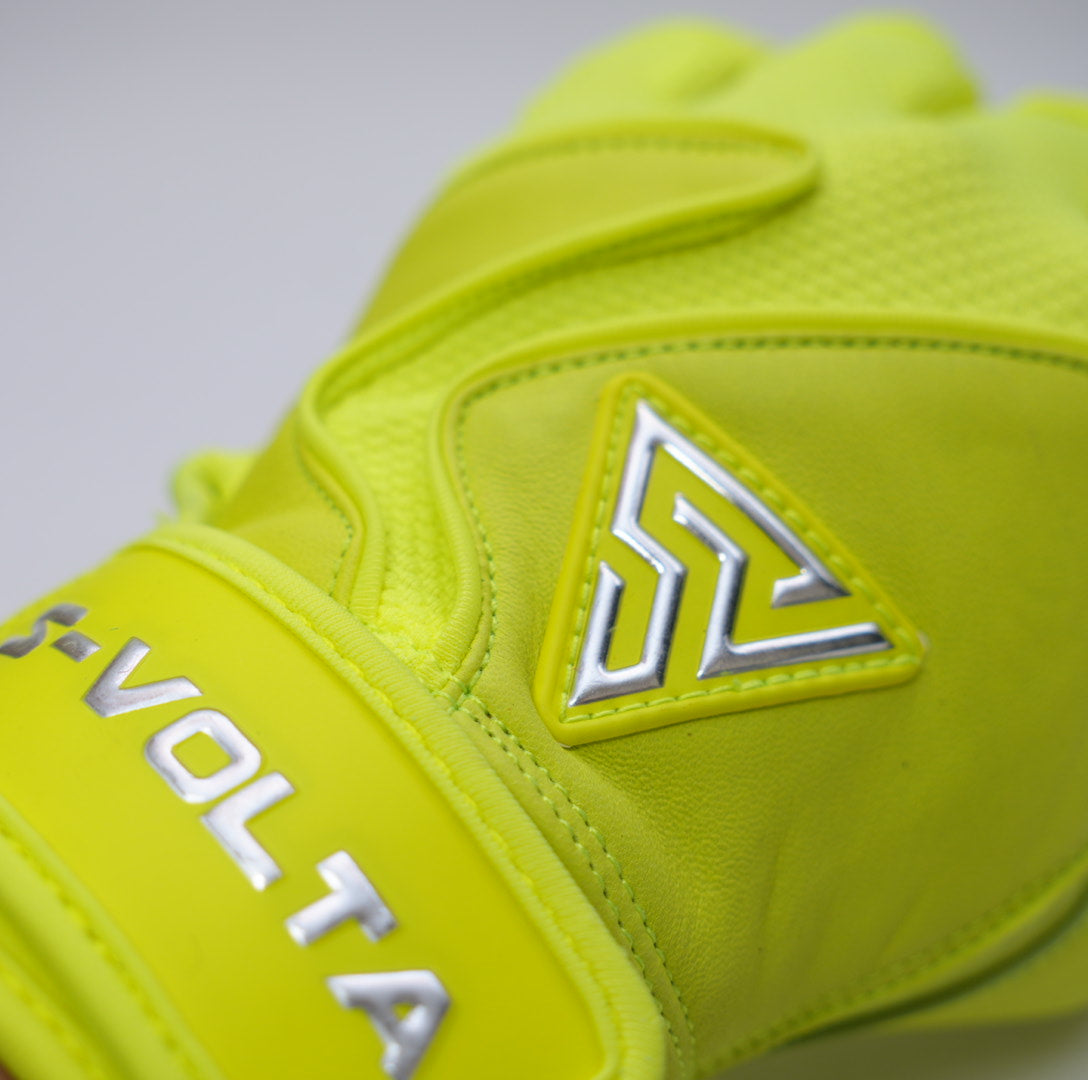 S-VOLTA Premium Cabretta Leather Batting Gloves – Neon Yellow