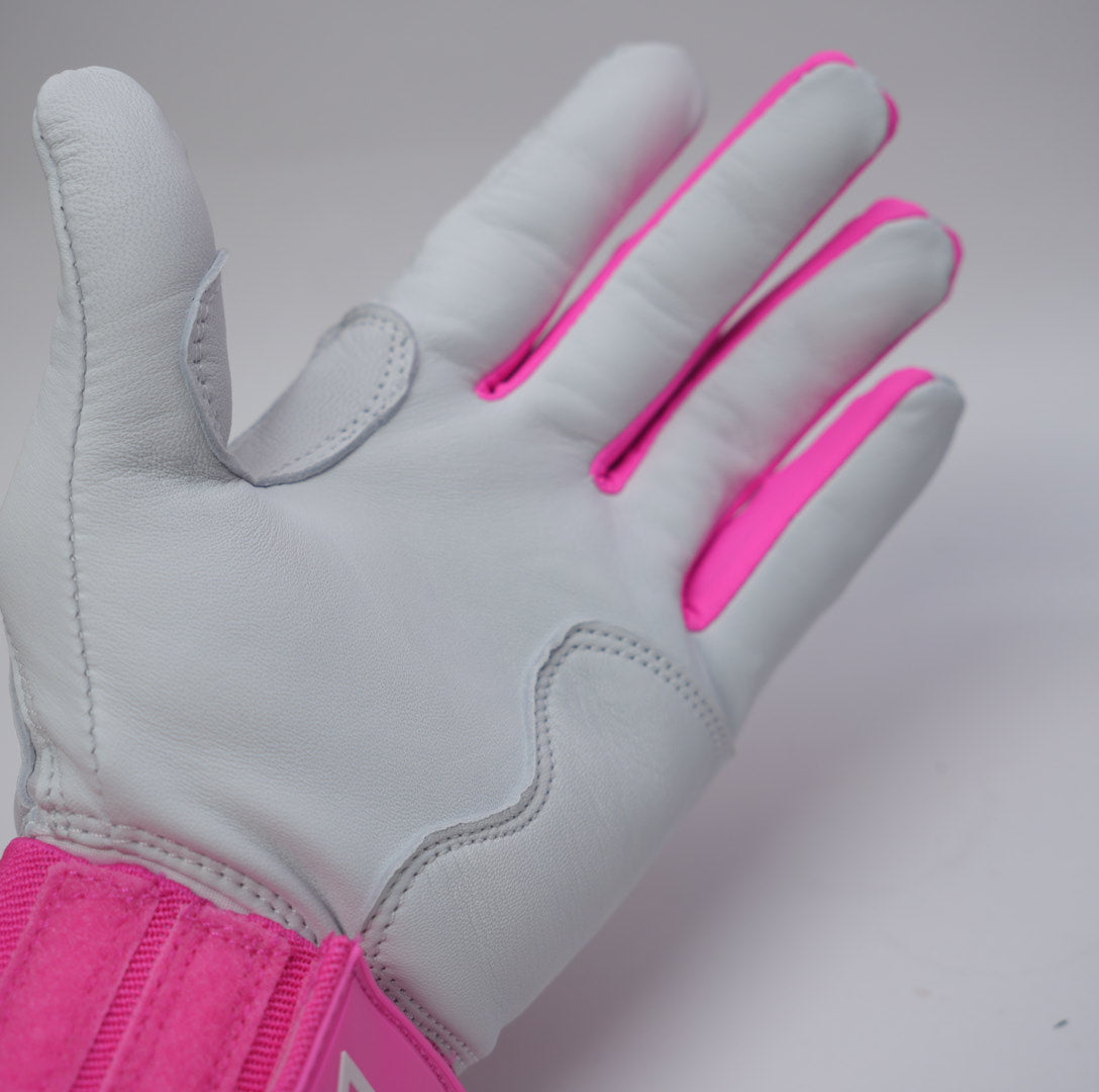 S-VOLTA Premium Wrist Lock Batting Gloves – White / Pink
