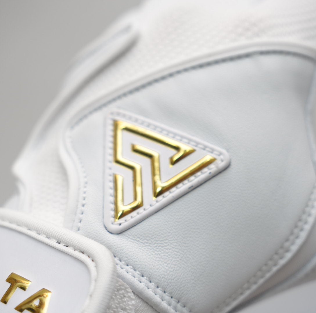 S-VOLTA Premium Cabretta Leather Batting Gloves – White / Gold