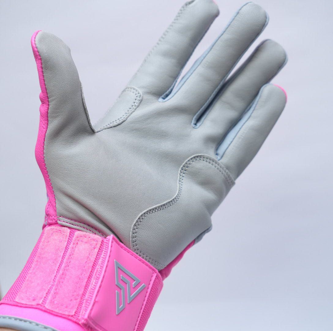 S-VOLTA Premium Wrist Lock Batting Gloves – Pink / Gray