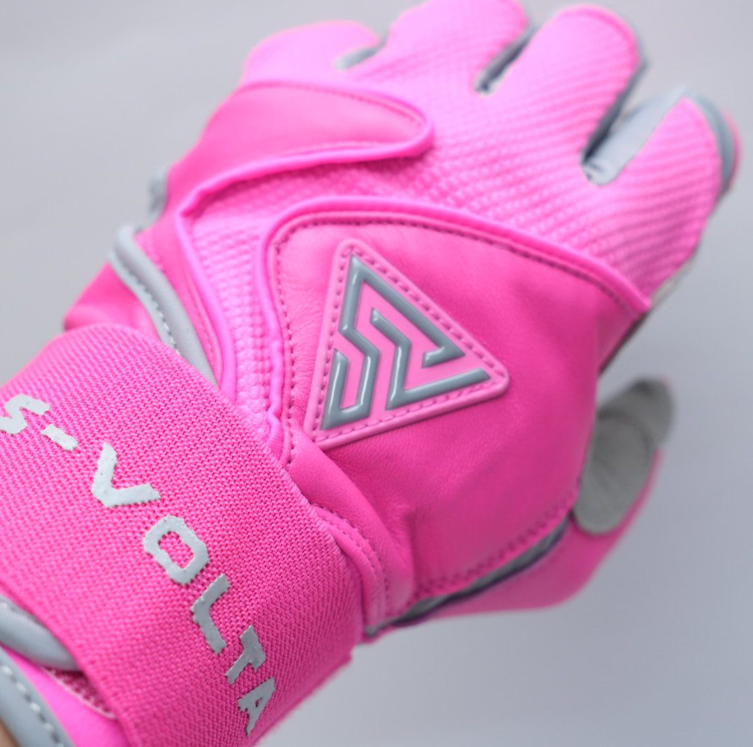 S-VOLTA Premium Wrist Lock Batting Gloves – Pink / Gray