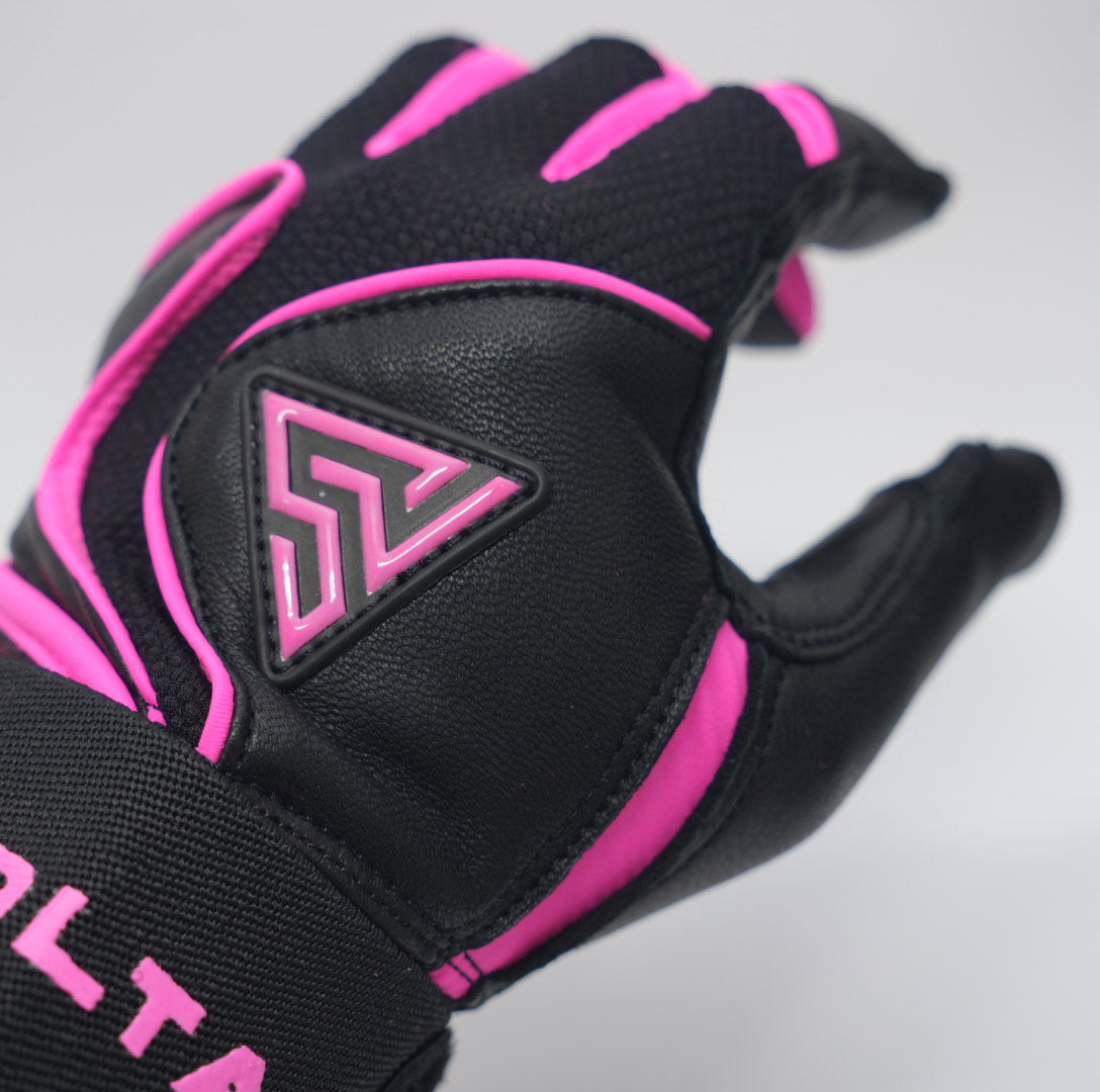 S-VOLTA Premium Wrist Lock Batting Gloves – Black / Pink
