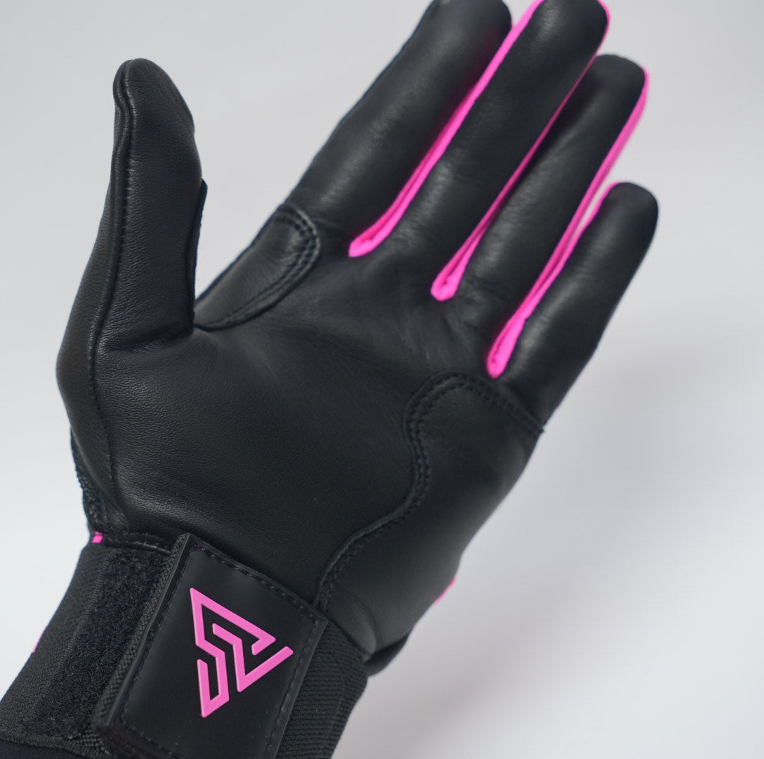 S-VOLTA Premium Wrist Lock Batting Gloves – Black / Pink