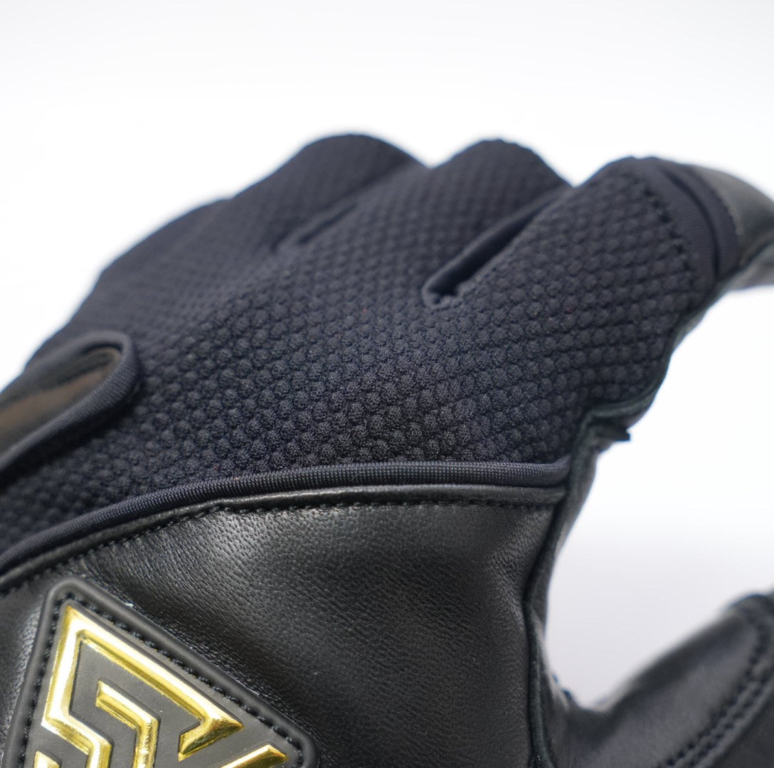 S-VOLTA Premium Cabretta Leather Batting Gloves – Black / Gold