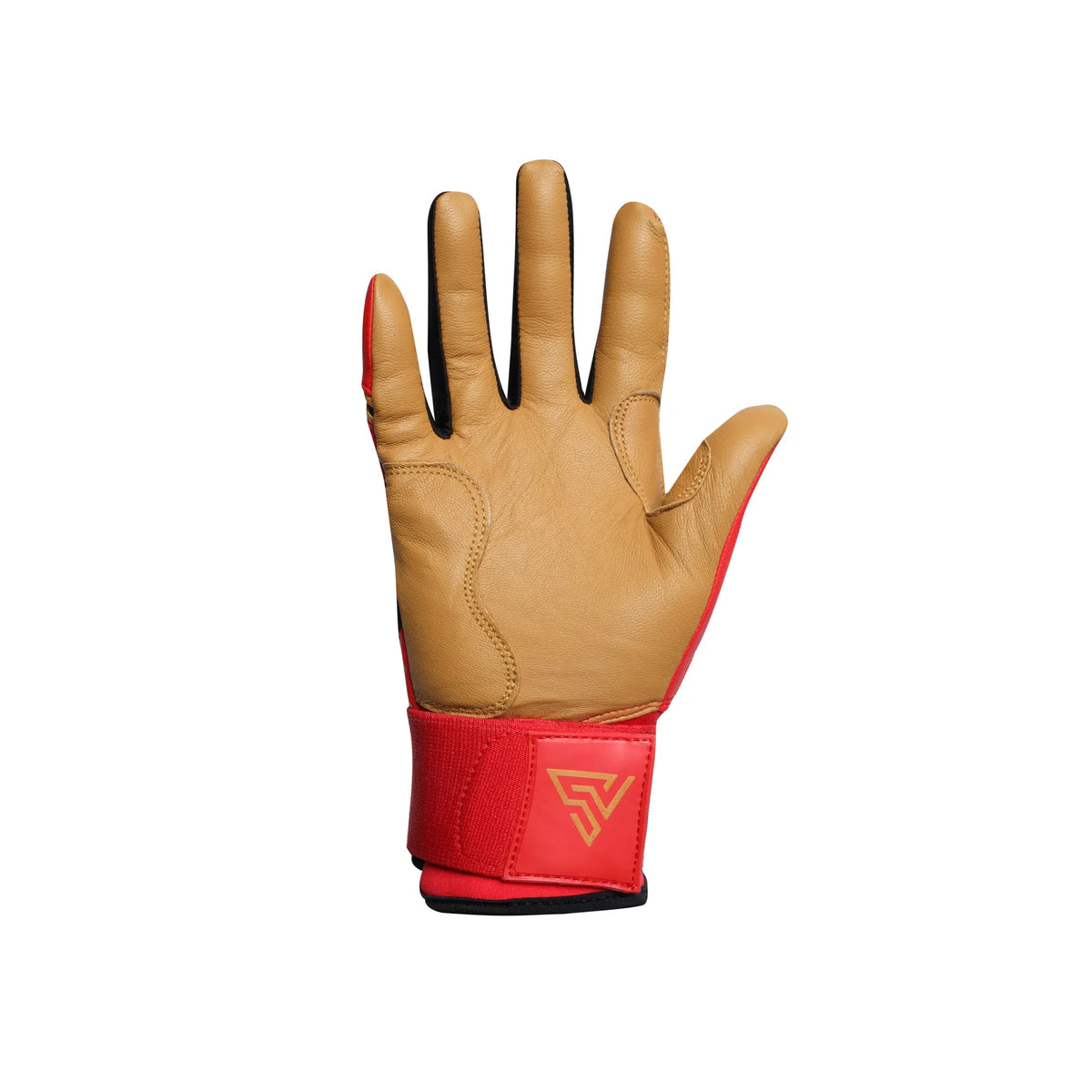 S-VOLTA Premium Wrist Lock Batting Gloves – Red / Gold / Black