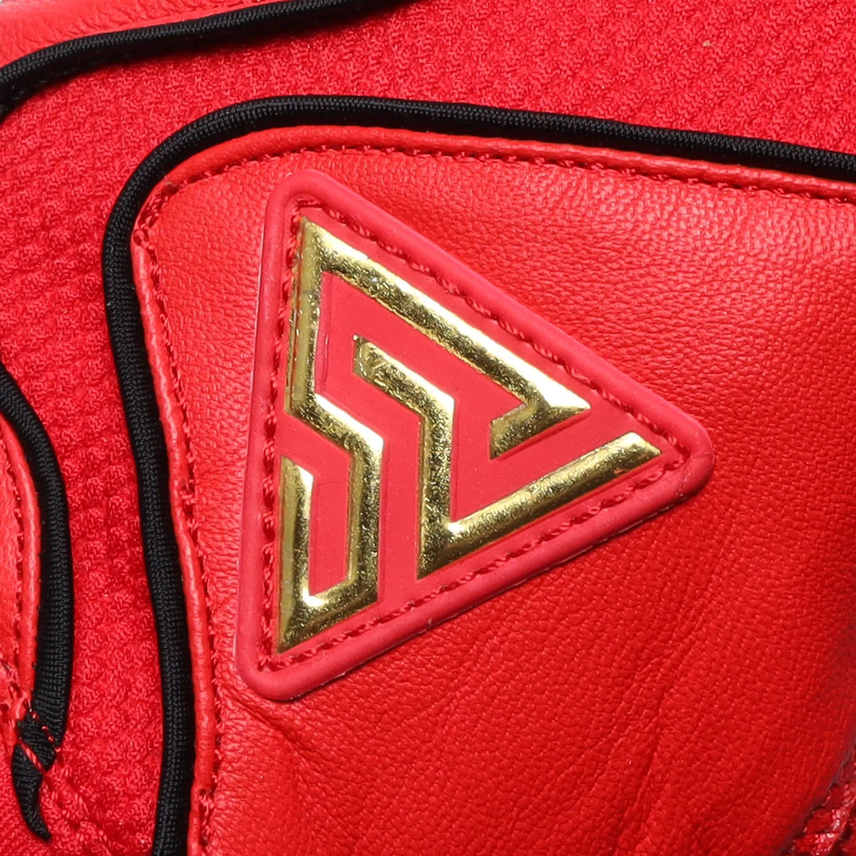 S-VOLTA Premium Wrist Lock Batting Gloves – Red / Gold / Black