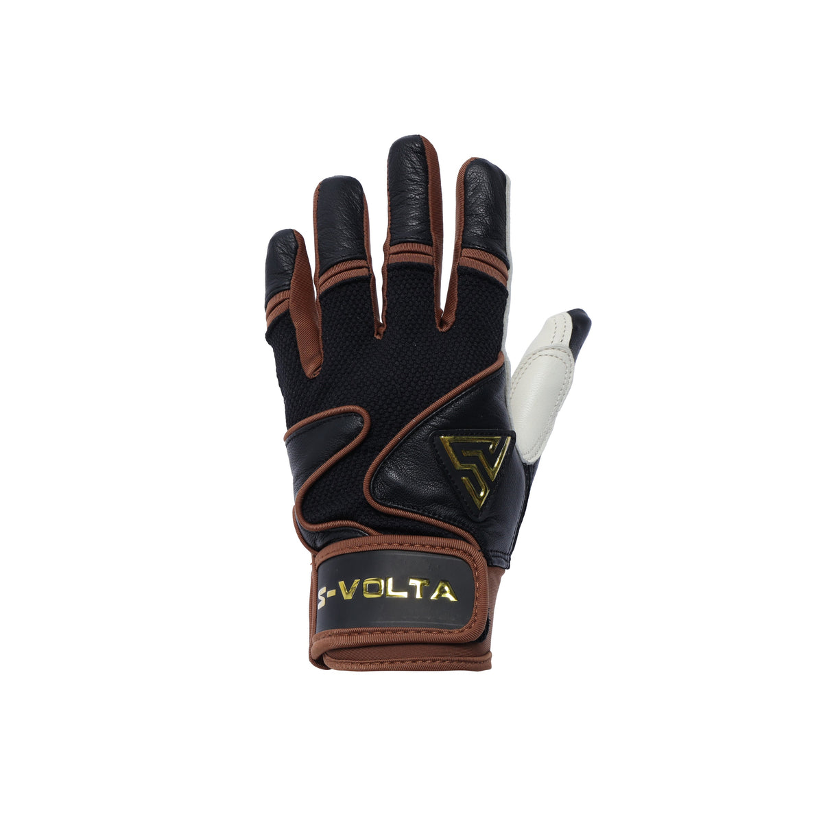 S-VOLTA Premium Cabretta Leather Batting Gloves – Black / Brown